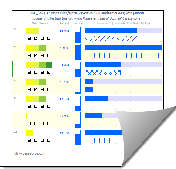 Access report showing Page Border and Vertical Lines