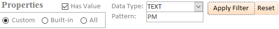 Access criteria for filtering a subform