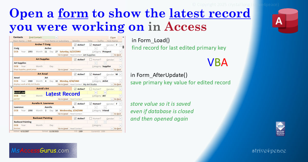 Download with Form and VBA to Open Form to Latest Record