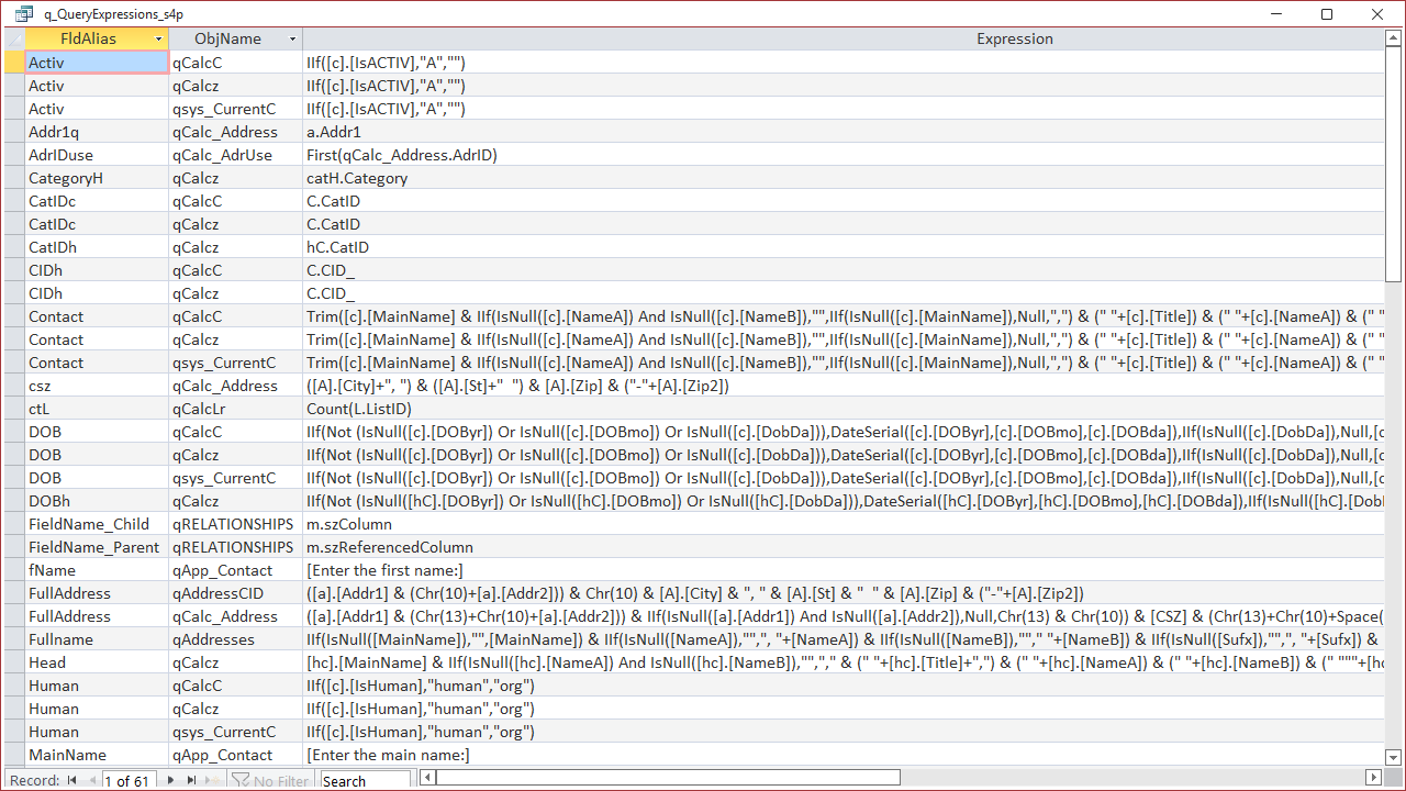 image to show query expressions from MyContacts