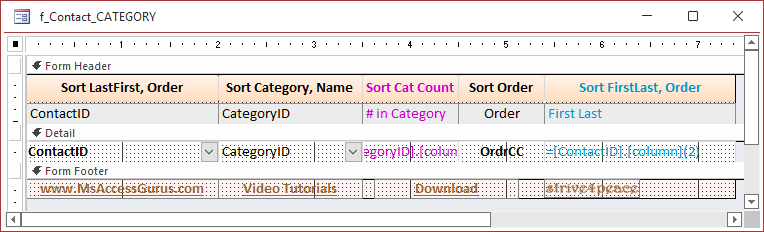 combo boxes used for foreign keys in design view of the form