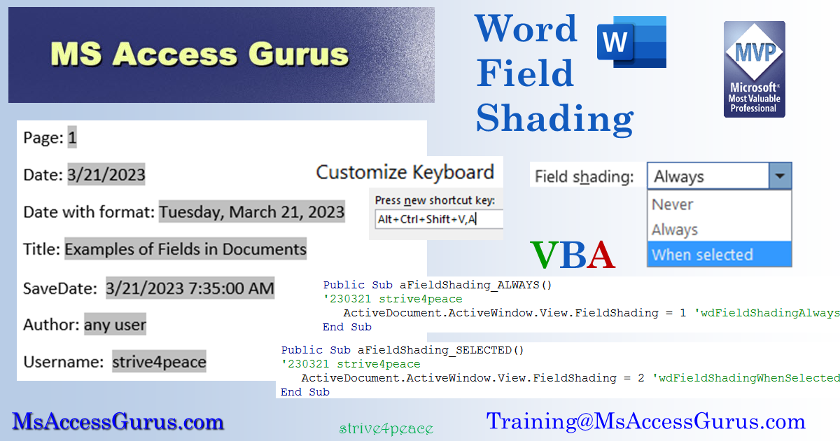 quickly change field shading using macros or keyboard shortcuts in Word
