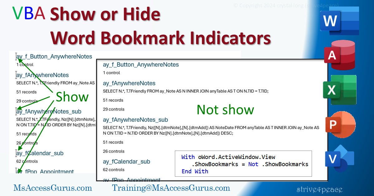 use VBA to Write results of an Access Query To Word Bookmark