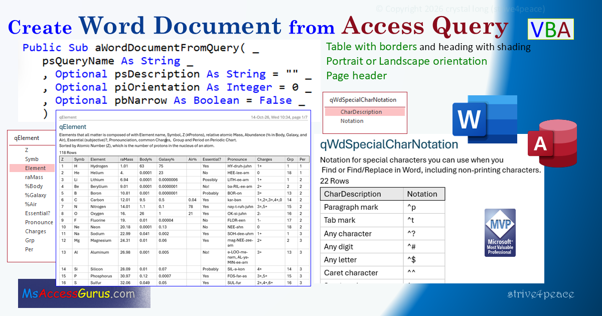 use VBA to Create Word document with results of an Access Query