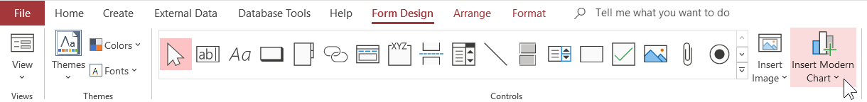 where to find Insert Modern Chart on the ribbon