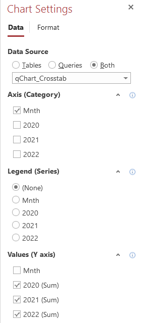 Data settings when Row Source is a crosstab query