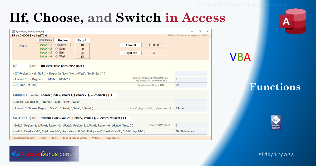 using IIf, Choose, and Switch in Access expressions