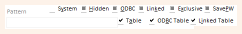 criteria for filtering table names