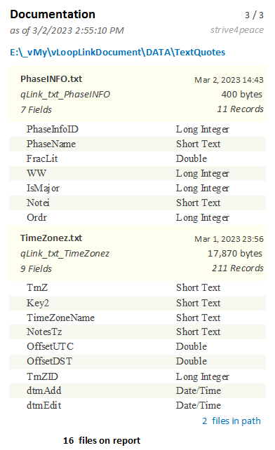 Display data structure for queries linked to CSV files using an Access report.